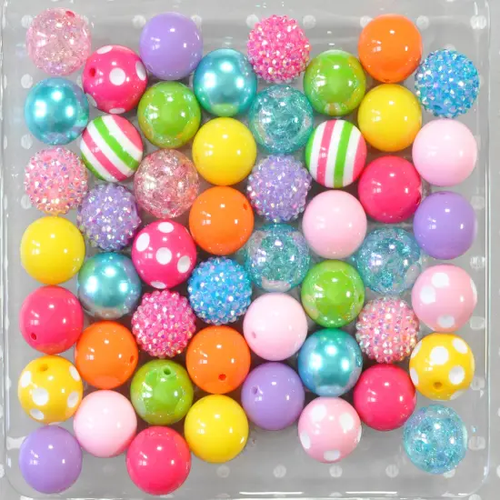 20mm Rainbow Pop acrylic bubblegum bead mix {2}