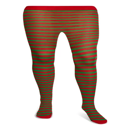 Red and Green Tights - Striped Nylon Christmas Elf Stretch Pantyhose Stocking Accessories for Every Day Attire and Costumes for Teens and Children {1}