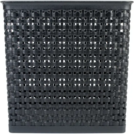Weave Design Plastic Bin Large-Black, 13.75"L X 10.5"W X 8.75"H {1}