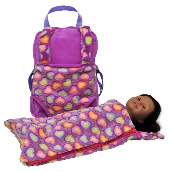 The Queen' Treasures 18 In Doll Carrier and Sleeping Bag, Purple Hearts {4}