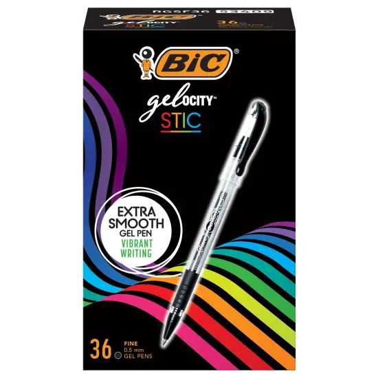 BIC Gelocity Smooth Gel Pens, Fine Point (0.5mm), Black, For a Smooth Writing Experience, 36-Count Pack {2}