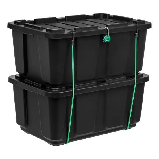 IRIS USA 27Gal Heavy-Duty Storage Plastic Bin Tote Container for Garage with Durable Lid Black {5}