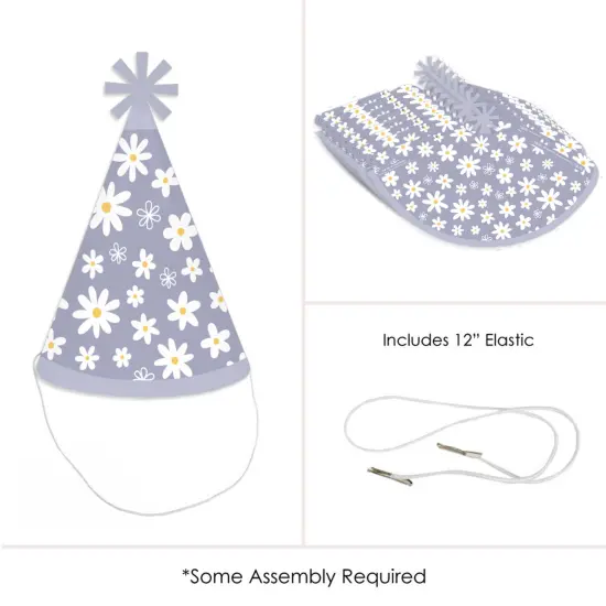 Big Dot of Happiness Purple Daisy Flowers - Cone Happy Birthday Party Hats for Kids and Adults - Set of 8 (Standard Size) {6}