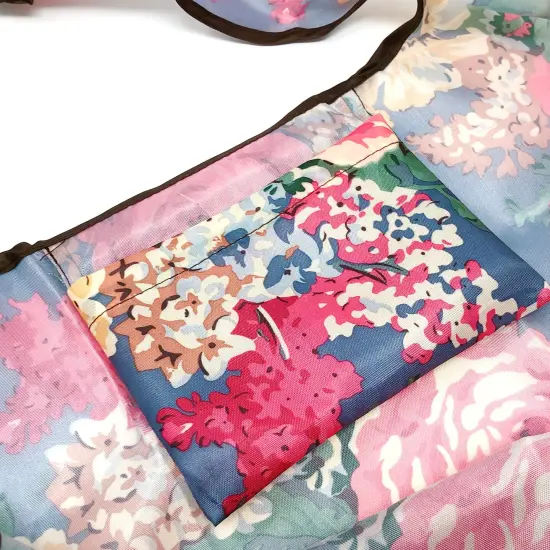 Wrapables Large & Small Foldable Tote Nylon Reusable Grocery Bags, Set of 2 Bouquet {4}