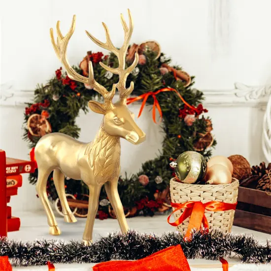 Costway Standing Reindeer Statue Aluminum Deer Sculpture for Indoors Christmas Decor {5}