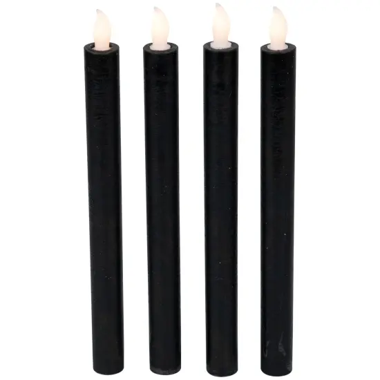 Northlight LED Flickering Flameless Solid Taper Halloween Candles 9.5" - Black - Set of 4 {5}