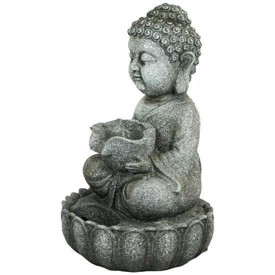 Northlight 21.5" Buddha in Sukhasana Pose Outdoor Garden Water Fountain Gray {6}
