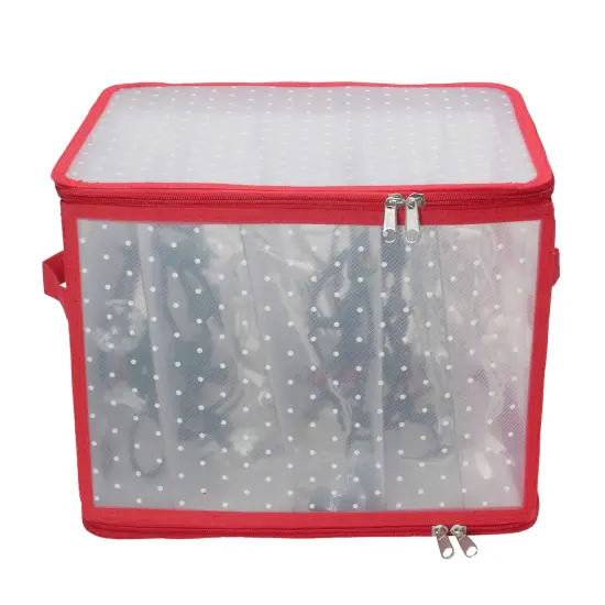 Northlight Transparent Zip Up Christmas Light Storage Box - 12.5" Red {1}