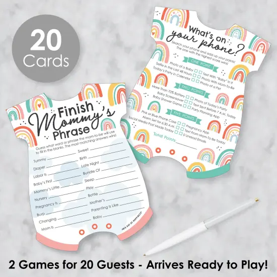 Big Dot of Happiness Hello Rainbow - 2-in-1 Boho Baby Shower Cards - Activity Duo Games - Set of 20 {3}