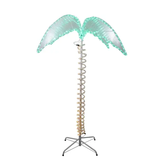 Northlight LED Rope Lighted Palm Tree Outdoor Decoration - 4.5' - Green and Clear Lights Brown {3}