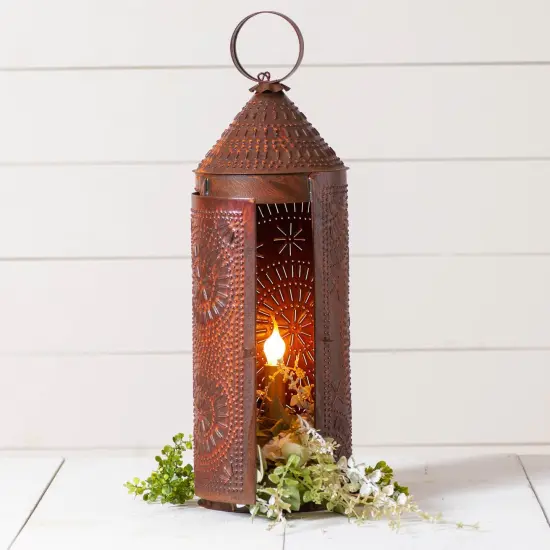 Irvin's Country Tinware 22-Inch Chimney Lantern in Rustic Tin {5}