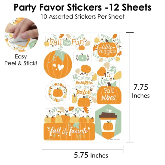 Big Dot of Happiness Little Pumpkin - Fall Birthday or Baby Shower Party Favor Sticker Set - 12 Sheets - 120 Stickers {4}