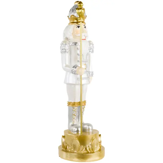 Northlight 13.5" Silver Metallic Christmas Nutcracker with Staff {4}