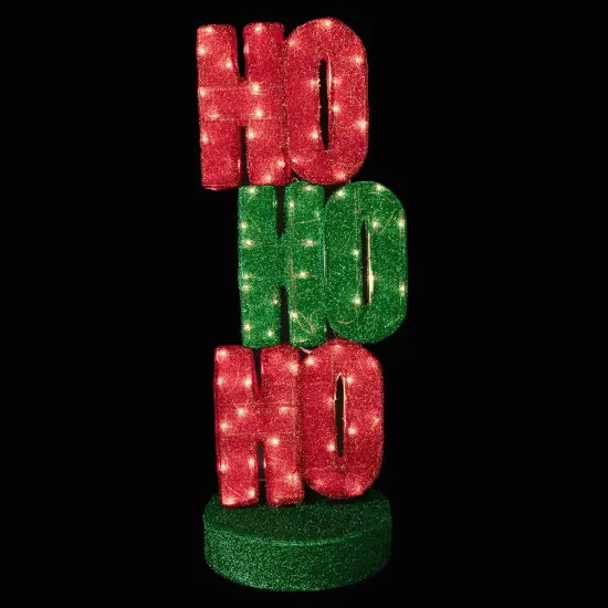 Northlight Lighted "Ho Ho Ho" Outdoor Christmas Sign Decoration - 39" - Warm White Lights Red {4}