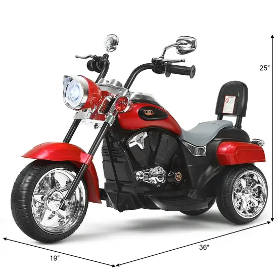 6V Chopper Style Motorcycle with Bright Headlight and Cheering Music Perfect Gift to Kids Red {5}