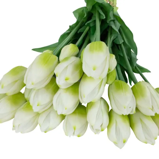 Northlight Real Touch™ White and Green Artificial Tulip Floral Bundles, Set of 6 - 18" {5}