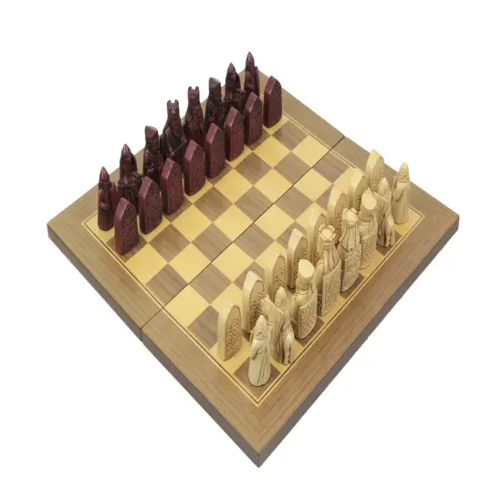 Ancient Scottish Isle Of Lewis Style Chess Set With Chessmen and Board {1}