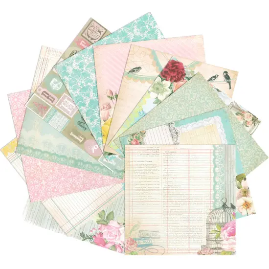 Wrapables 6x6 Decorative Single-Sided Scrapbook Paper for Arts & Crafts Projects, Scrapbooking, Card-Making Teal & Pink Vintage {4}