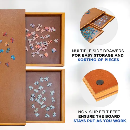Jumbl 1500 Piece Puzzle Board, 27&rdquo; x 35&rdquo; Wooden Jigsaw Puzzle Table & Trays {5}