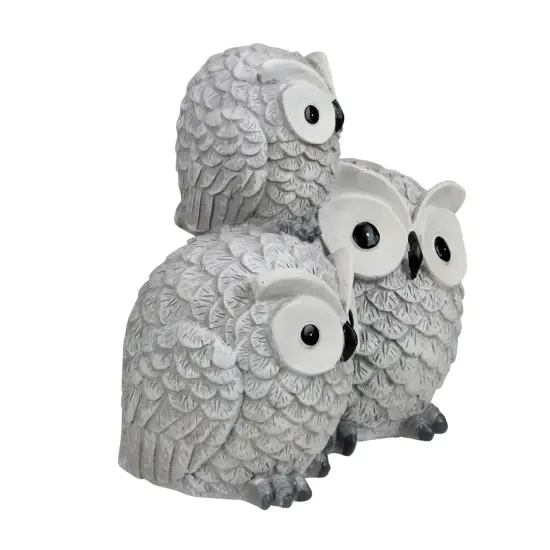 Roman 7.25" Gray Wide Eyed Outdoor Stacked Owl Garden Statue {3}