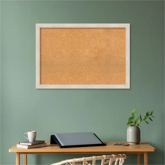 Hardwood Narrow Wood Framed Corkboard, Natural Cork Hardwood White Wash {5}