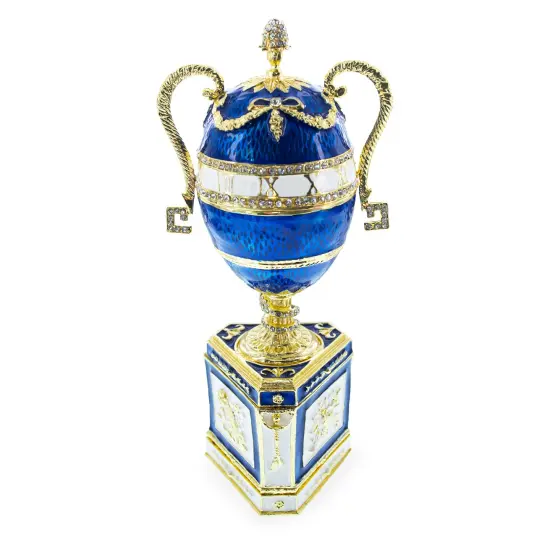 1895 Blue Serpent Clock Royal Imperial Easter Egg 7 Inches {3}