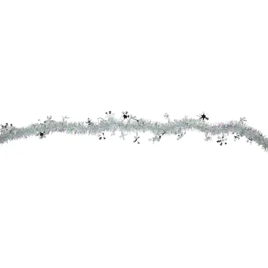 Northlight Tinsel with Snowflakes Artificial Christmas Garland - 12' x 3" - White and Silver - Unlit {5}