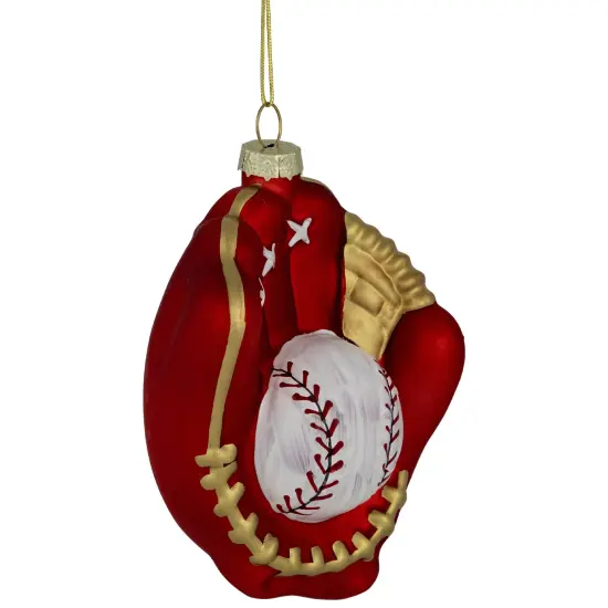 Northlight Baseball Mitt with Ball Glass Christmas Ornament - 4" - Red {5}