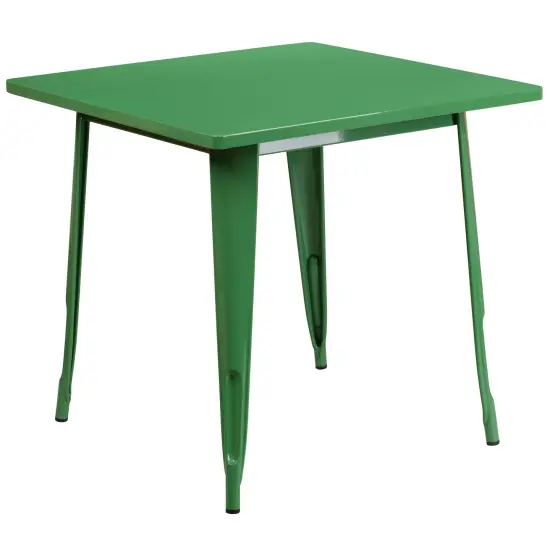 Merrick Lane Nash 31.5" Square Metal Table for Indoor and Outdoor Use Green {2}