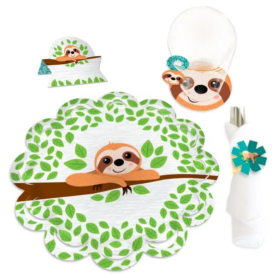 Big Dot of Happiness Let&rsquo;s Hang - Sloth - Baby Shower or Birthday Party Paper Charger & Table Decorations Chargerific Kit for 8 {1}