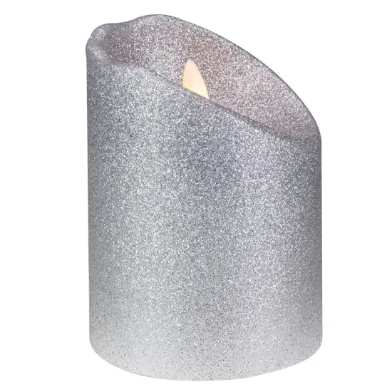 Northlight LED Flameless Flickering Pillar Christmas Candle - 4" - Silver {6}