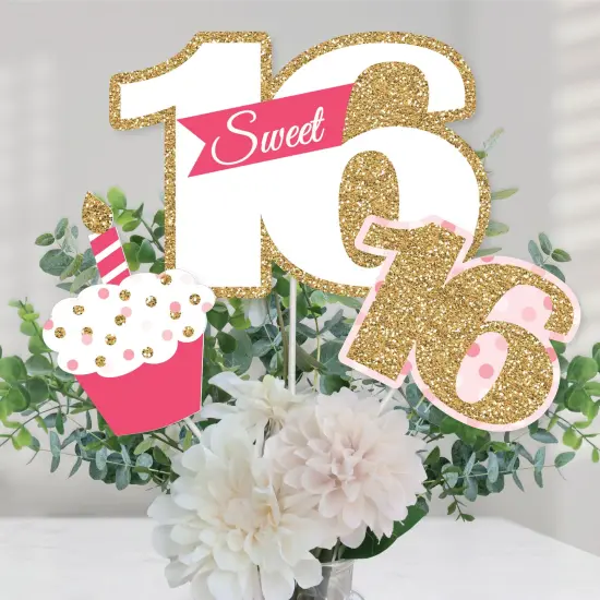 Big Dot of Happiness Sweet 16 - 16th Birthday - 16th Birthday Party Centerpiece Sticks - Table Toppers - Set of 15 {1}