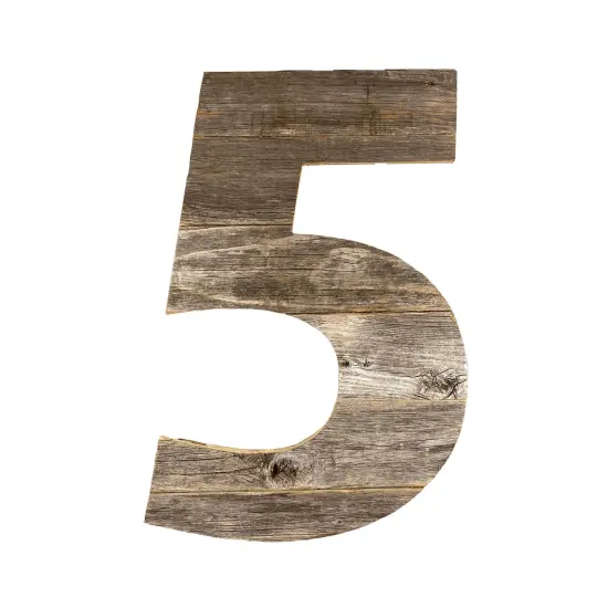 Rustic Farmhouse Large 16" Weathered Gray Decorative Monogram Wood Number {5}