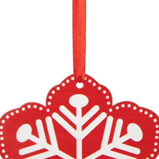 Northlight Wooden Snowflake Cutout Christmas Ornament - 6" - Red and White {4}