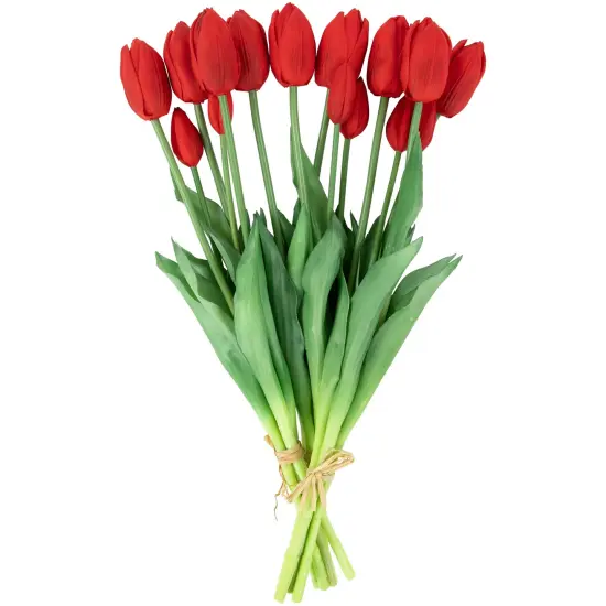 Northlight Real Touch&trade; Red Artificial Tulip Floral Bundles, Set of 6 - 18" {4}