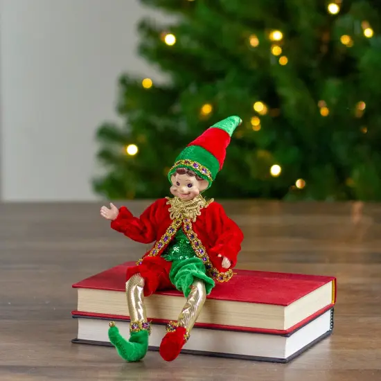 Northlight Bendable Elf in a Suit Hanging Christmas Ornament - 12" - Red and Green {7}