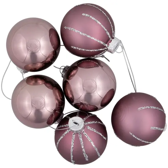 Northlight Shiny and Matte Christmas Glass Ball Ornaments - 2.25" (55mm) - Pink - 24ct {6}