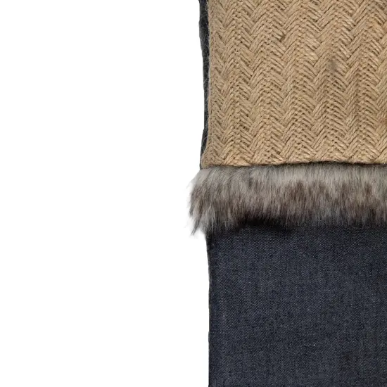 Northlight Burlap and Chambray Christmas Stocking - 20" Blue {4}