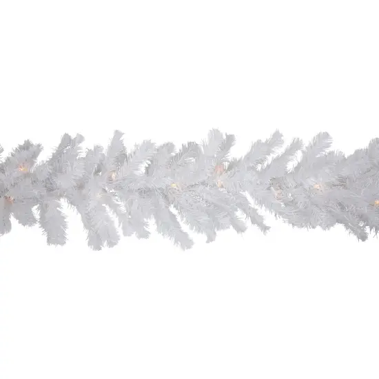 Northlight Pre-lit Snow White Artificial Christmas Garland - 9' x 12" - Clear Lights {5}