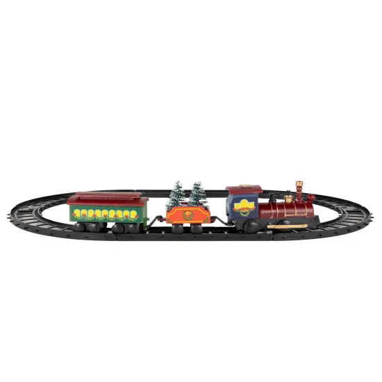 Northlight Animated Christmas Train Set Carrying Frosted Pine Trees - 9-Piece Red {1}