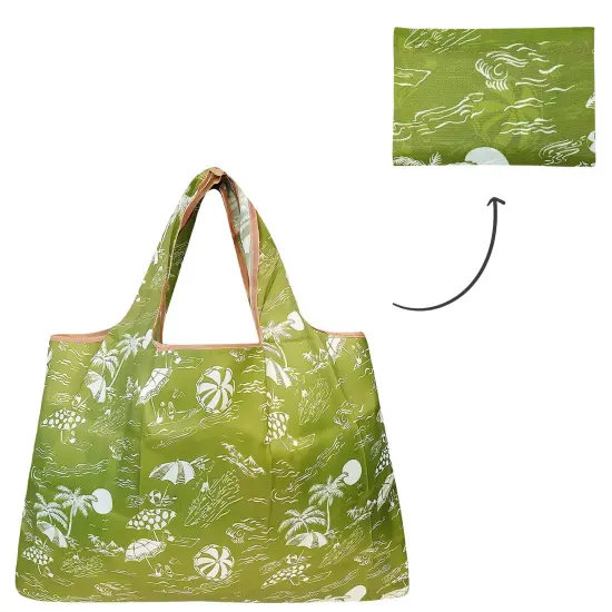 Wrapables Large Foldable Tote Nylon Reusable Grocery Bag Green Paradise {3}