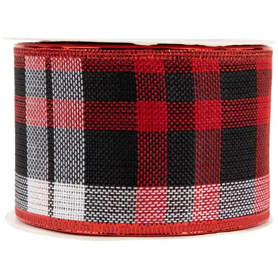 Northlight Red and Black Plaid Wired Craft Christmas Ribbon 2.5" x 10 Yards {5}