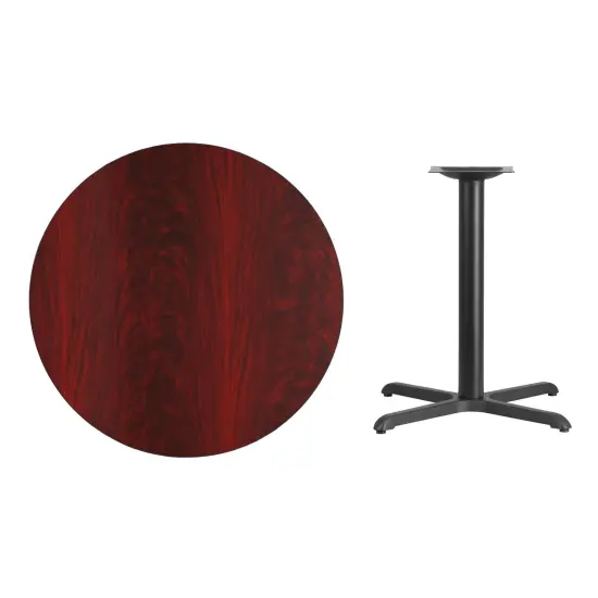 Emma and Oliver 36" Round Laminate Table Top with 30"x30" Table Height Base Mahogany {1}