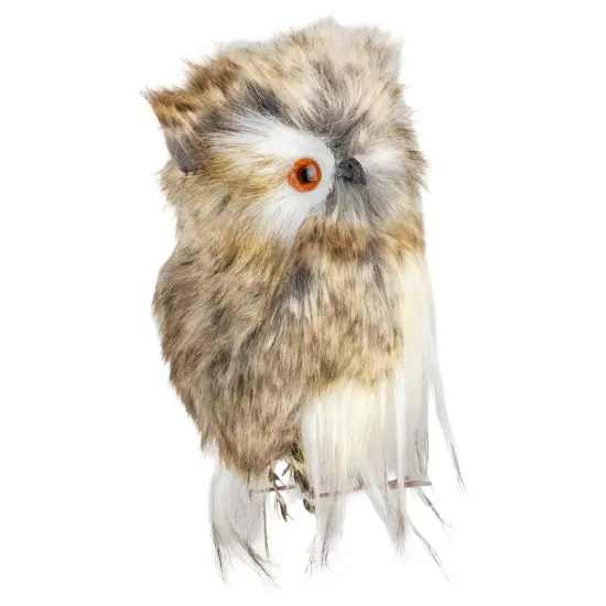 Kurt Adler 4.75" Brown and White Plush Fur Owl Christmas Ornament {4}