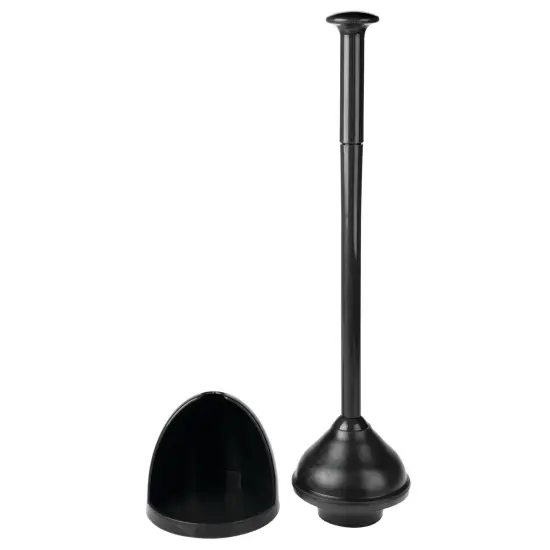 mDesign Plastic Freestanding Hideaway Toilet Bowl Plunger with Holder {3}