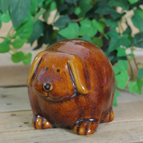 Roman 3.5" Pudgy Pals Floppy Eared Dark Brown Porcelain Doggy Table Top and Garden Figure {4}