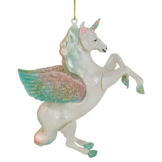 Northlight 5.25" White Unicorn Glass Christmas Ornament {5}