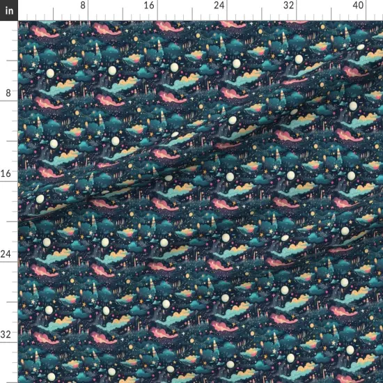Various Fabrics by the Yard or Fat Quarter Dreams Celestial Galaxy Moon Stars Clouds Custom Printed Fabric by Spoonflower {1}