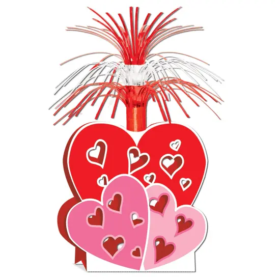 Beistle Club Pack of 12 Red, Pink and White Metallic Valentine Centerpiece Table Decorations 15" {1}