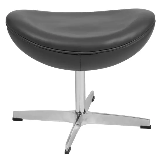 Merrick Lane Olwen Saddle Wing Ottoman Modern Footrest with Metal Base White LeatherSoft {8}